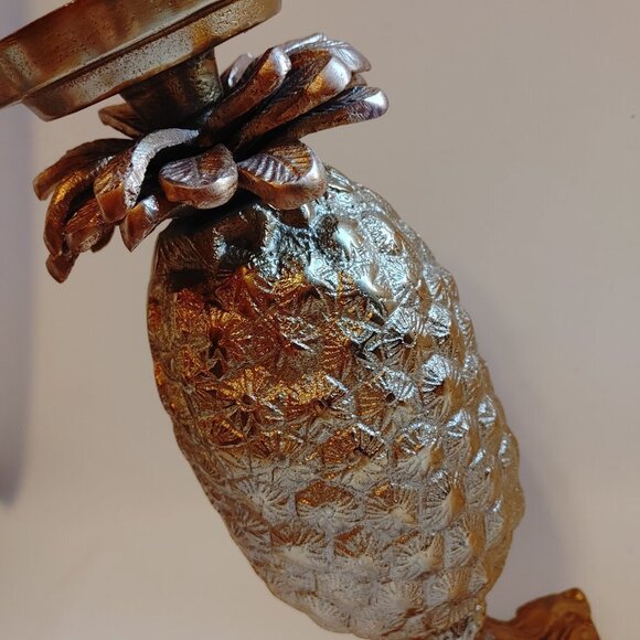 GOLDEN Pineapple Candle Holder Pillar Candle Holder HUGE 14.25" Tall - Picture 3 of 6